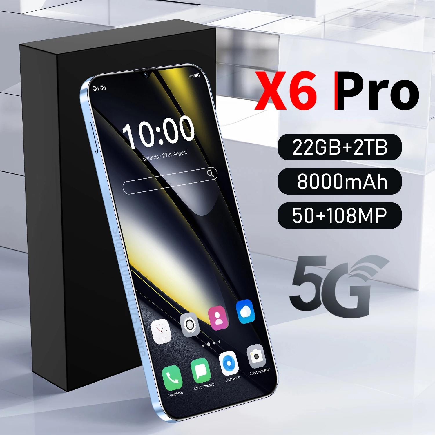 Pooc X6 Pro Smartphone 5G 7.3inch Snapdragon 8gen3 22G+2TB Cell Phone Dual SIM Mobile Phones 8000mAh Android 14 Unlocked NFC
Pooc X6 Pro Smartphone 5G 7.3inch Snapdragon 8gen3 22G+2TB Cell Phone Dual SIM Mobile Phones 8000mAh Android 14 Unlocked NFC