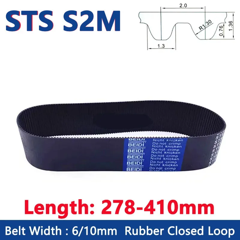 STS S2M Closed Loop Rubber Timing Belt Width 6/10mm Synchronous Belt Drive Toothed Belt Length 278 280 282 284 286 288 - 410mm
STS S2M Closed Loop Rubber Timing Belt Width 6/10mm Synchronous Belt Drive Toothed Belt Length 278 280 282 284 286 288 - 410mm