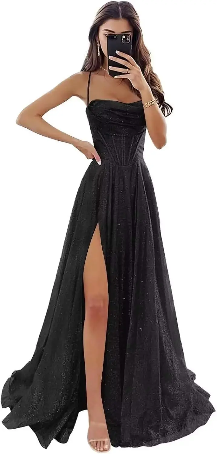 Glitter Tulle Sequin Prom Dresses for Women 2026 Long Cowl Neck Sparkly Corset Formal Evening Gowns Formal Dress Women Elegant
Glitter Tulle Sequin Prom Dresses for Women 2026 Long Cowl Neck Sparkly Corset Formal Evening Gowns Formal Dress Women Elegant