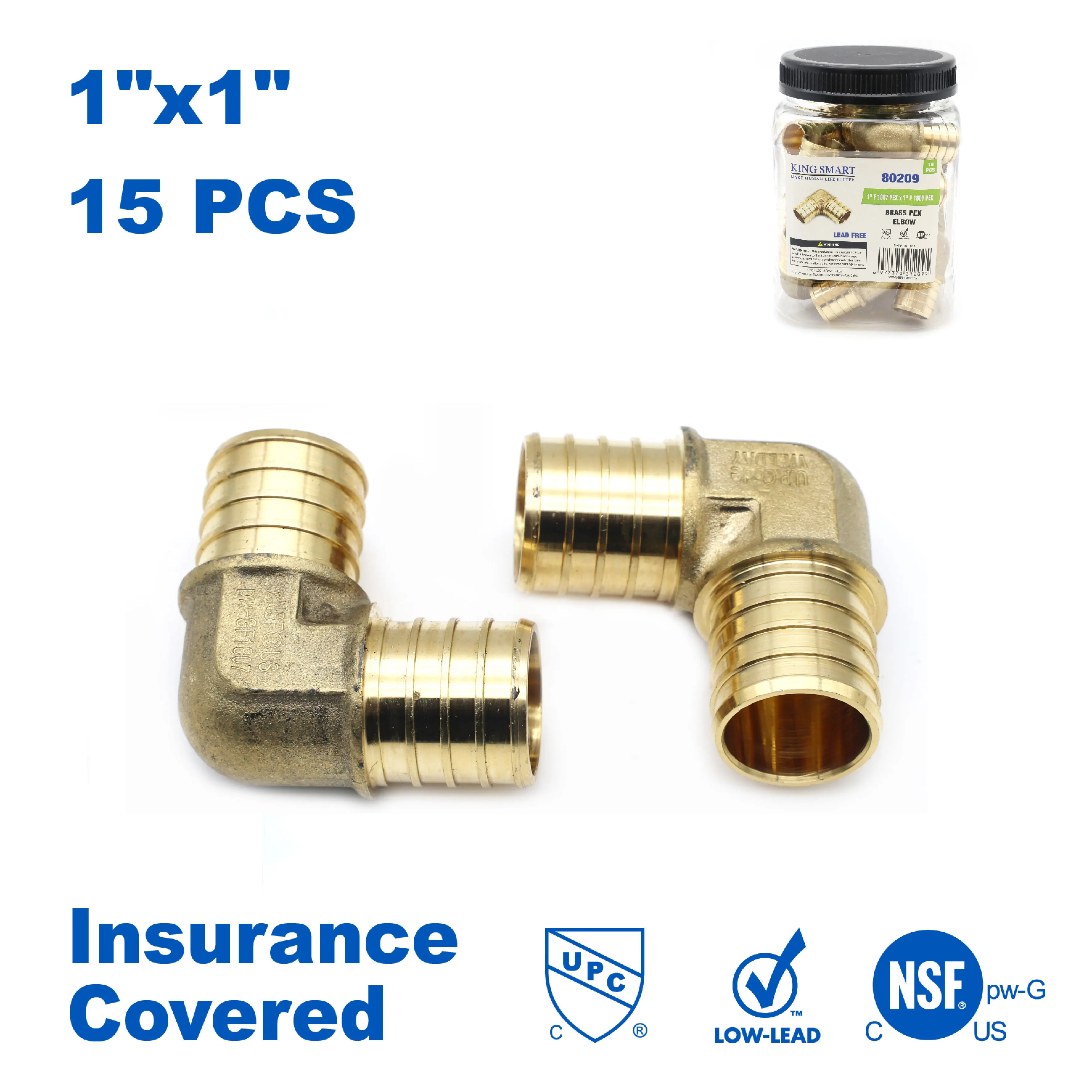 KING SMART 1" F1807 PEX Колено; Подходит для PEX B/C, установки труб PERT; Бессвинцовая латунь; 15 шт./корпус; 80209
KING SMART 1" F1807 PEX Колено; Подходит для PEX B/C, установки труб PERT; Бессвинцовая латунь; 15 шт./корпус; 80209