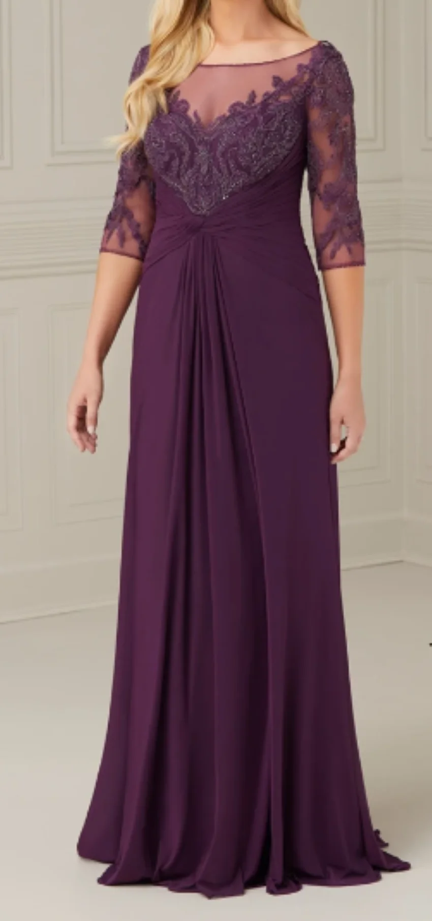 3/4 Sleeve Wedding Guest Dresses For Women Robes Invitée Maria Grape Chiffon A-line Mother Of The Bride Dresses With Beaded Lace
3/4 Sleeve Wedding Guest Dresses For Women Robes Invitée Maria Grape Chiffon A-line Mother Of The Bride Dresses With Beaded Lace