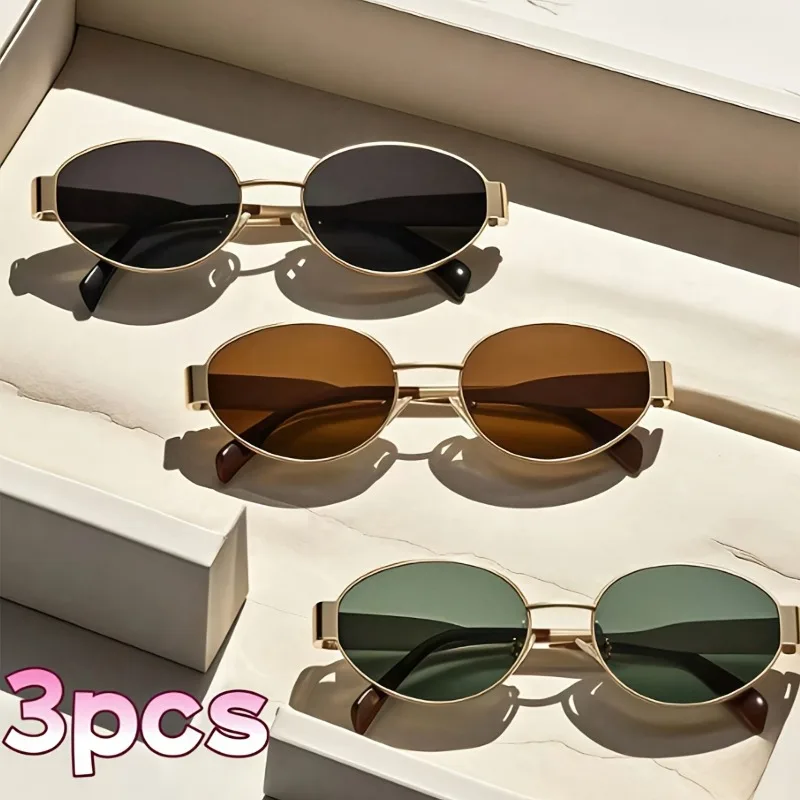 3PCS Women's Metal Frame Oval Fashion Glasses Are Suitable for Daily Use Wearing for Travel Vacation and Beach
3PCS Women's Metal Frame Oval Fashion Glasses Are Suitable for Daily Use Wearing for Travel Vacation and Beach