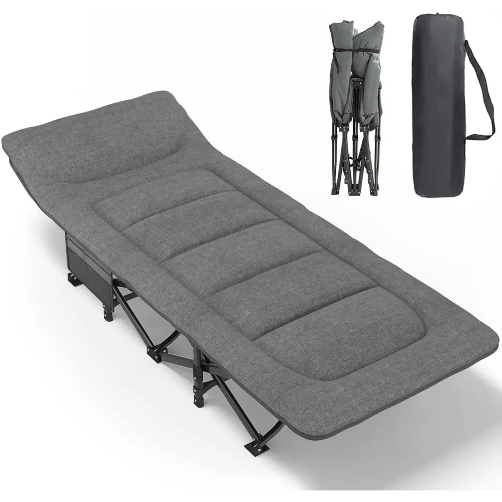 Portable Folding Bed Cot with Cushion and Pillow, Lightweight Camping Cot for Adults, Supports 450 lbs, Grey with Carry Bag
Portable Folding Bed Cot with Cushion and Pillow, Lightweight Camping Cot for Adults, Supports 450 lbs, Grey with Carry Bag