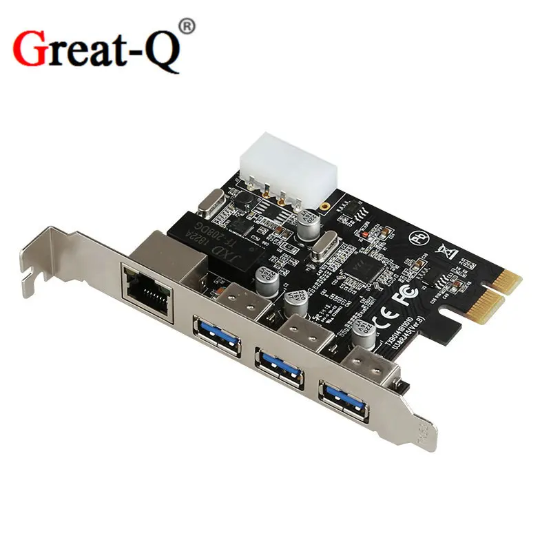 Гигабитная сетевая карта PCIe Настольный Ethernet PCIe на 3-портовый USB 3.0 + RJ45 Карта адаптера Карта расширения
Гигабитная сетевая карта PCIe Настольный Ethernet PCIe на 3-портовый USB 3.0 + RJ45 Карта адаптера Карта расширения
