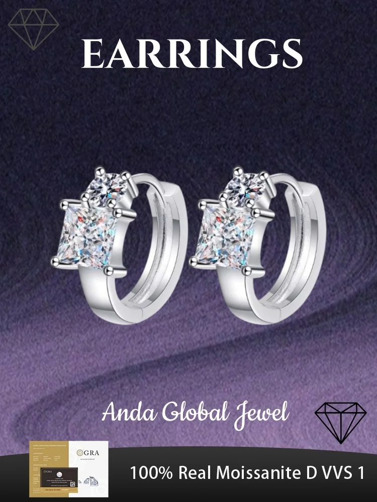 925 Sterling Silver Earrings Princess Square Moissanite Earrings Noble and Generous Suitable for Daily Wear Preferred for Dating
925 Sterling Silver Earrings Princess Square Moissanite Earrings Noble and Generous Suitable for Daily Wear Preferred for Dating