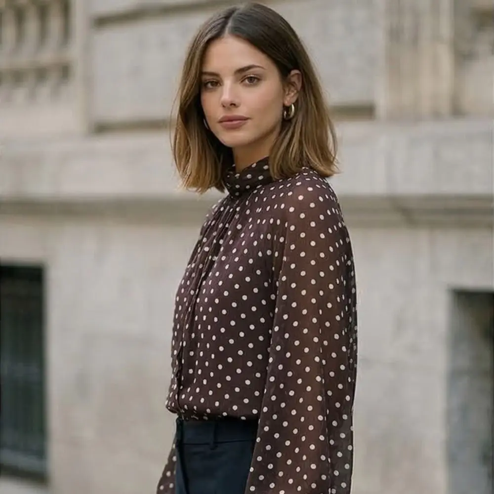Long Sleeve Dots Printed Blouse Vintage Print Bow Collar Polka Dot Blouse Breathable Loose Fit Bow Lace-Up Blouse High Street
Long Sleeve Dots Printed Blouse Vintage Print Bow Collar Polka Dot Blouse Breathable Loose Fit Bow Lace-Up Blouse High Street