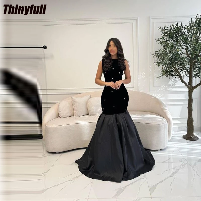 Thinyfull Black Velvet/Satin Prom Dresses Mermaid Sleeveless O-neck Strapless Birthday Party Gown 2024 Elegant Evening Dress
Thinyfull Black Velvet/Satin Prom Dresses Mermaid Sleeveless O-neck Strapless Birthday Party Gown 2024 Elegant Evening Dress