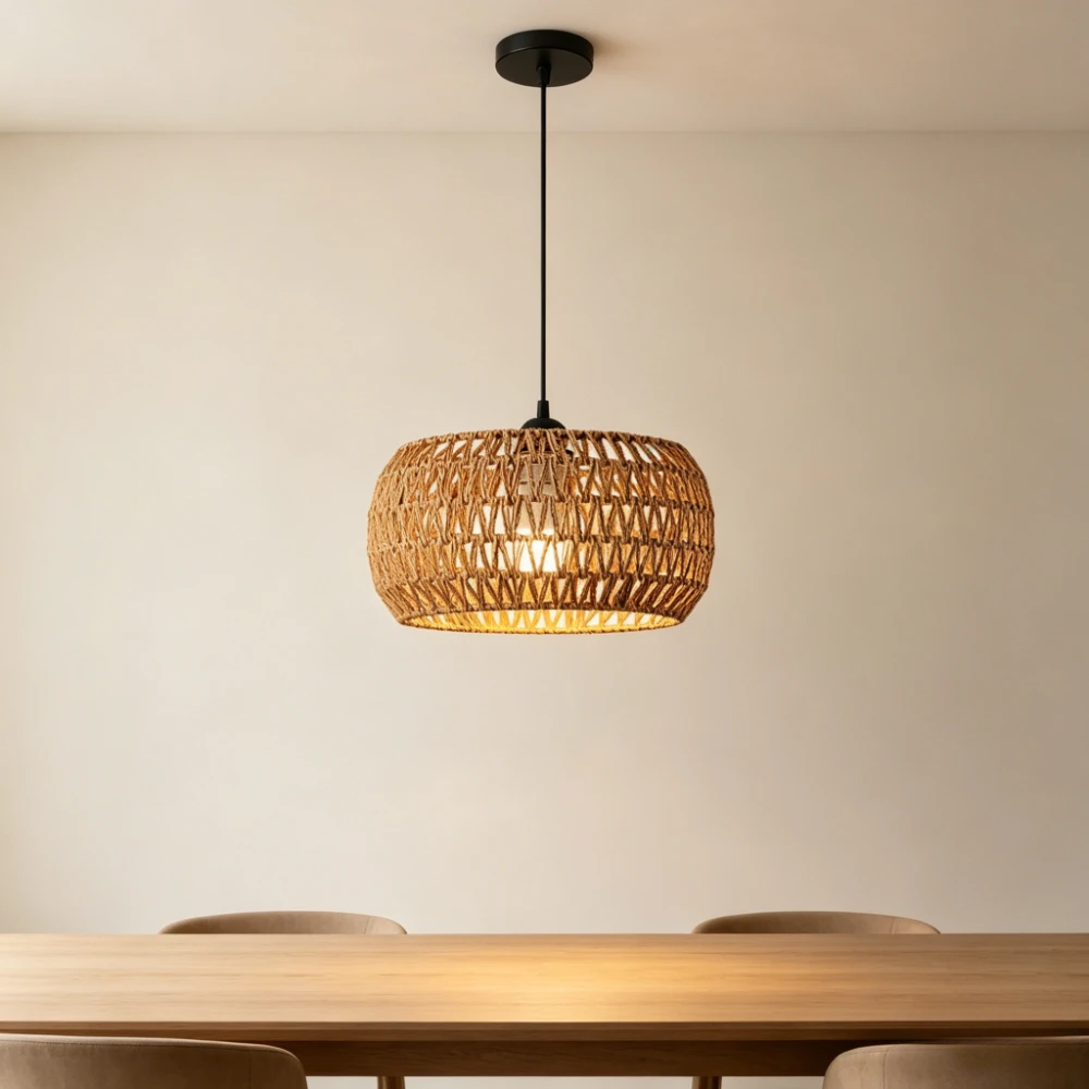 Boho Rattan Pendant Light 32CM Wicker Chandeliers with Drum Pendant Lampshade E27 Woven Paper Rope Hanging Lamp for Home
Boho Rattan Pendant Light 32CM Wicker Chandeliers with Drum Pendant Lampshade E27 Woven Paper Rope Hanging Lamp for Home