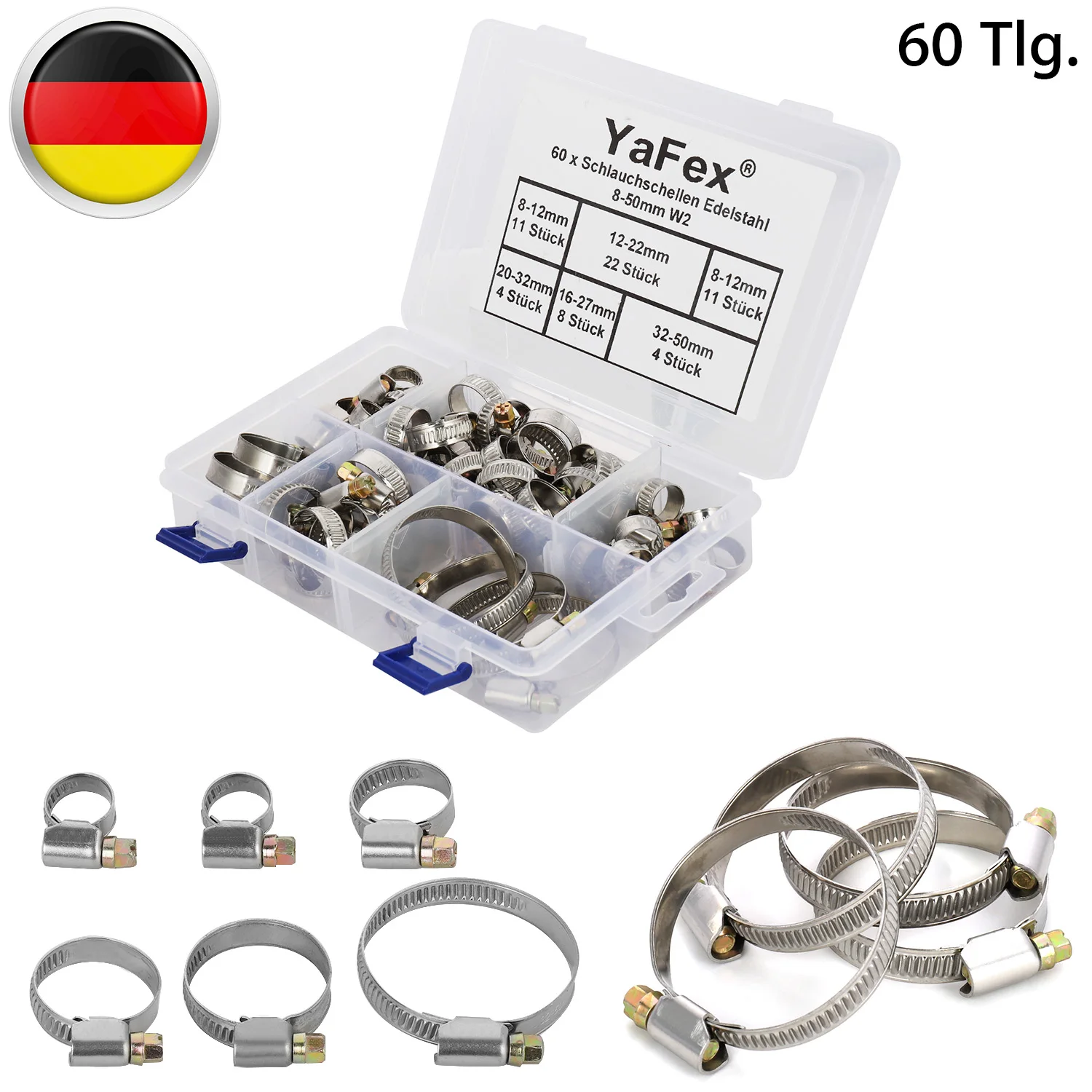 60Pcs 8-50mm Stainless Steel Adjustable Hose Clamps Fuel Line Clips Set For Car Truck Cooling System Accessories
60Pcs 8-50mm Stainless Steel Adjustable Hose Clamps Fuel Line Clips Set For Car Truck Cooling System Accessories