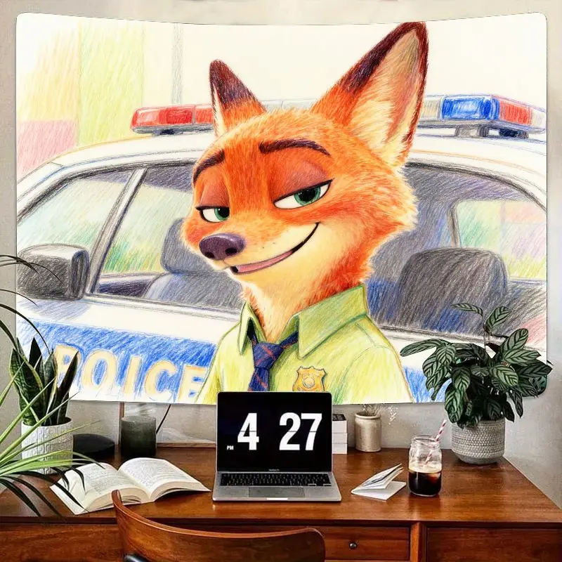 1 шт., гобелен с изображением зоотопии, Ника Уайльда, лисы, полицейский мультяшный гобелен, настенный художественный домашний декор из полиэстера, подарок для фанатов зоотопии
1 шт., гобелен с изображением зоотопии, Ника Уайльда, лисы, полицейский мультяшный гобелен, настенный художественный домашний декор из полиэстера, подарок для фанатов зоотопии