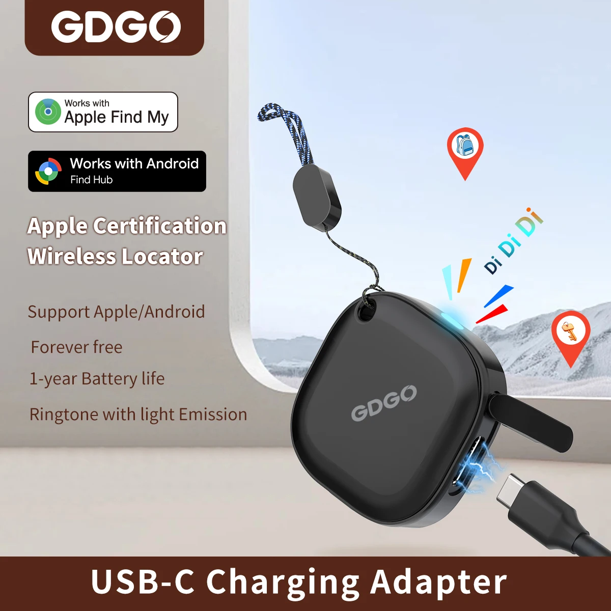 GDGO USB-C Smart Tag Works with Apple Find My & Android Find Hub Anti-Lost Locator with Light Beep Alarm for Keys Wallet Luggage
GDGO USB-C Smart Tag Works with Apple Find My & Android Find Hub Anti-Lost Locator with Light Beep Alarm for Keys Wallet Luggage