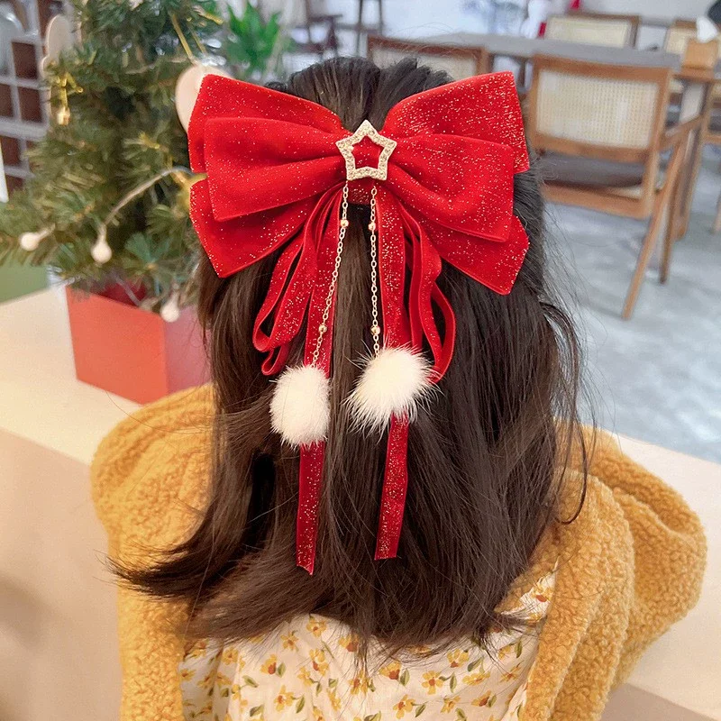 Girls Kids Cute Red Velvet Festivals Hairpins Hair Accessions New Year Babies Bow Ribbon Hair Clips Barrettes New Headwear
Girls Kids Cute Red Velvet Festivals Hairpins Hair Accessions New Year Babies Bow Ribbon Hair Clips Barrettes New Headwear