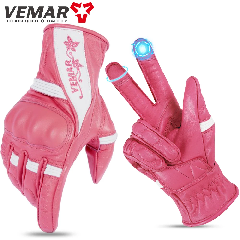 VEMAR Women's Motorcycle Gloves Female Vintage Motorcyclist Gloves Touchscreen Leather Pink Biker Glove Sheepskin Guantes Moto
VEMAR Women's Motorcycle Gloves Female Vintage Motorcyclist Gloves Touchscreen Leather Pink Biker Glove Sheepskin Guantes Moto