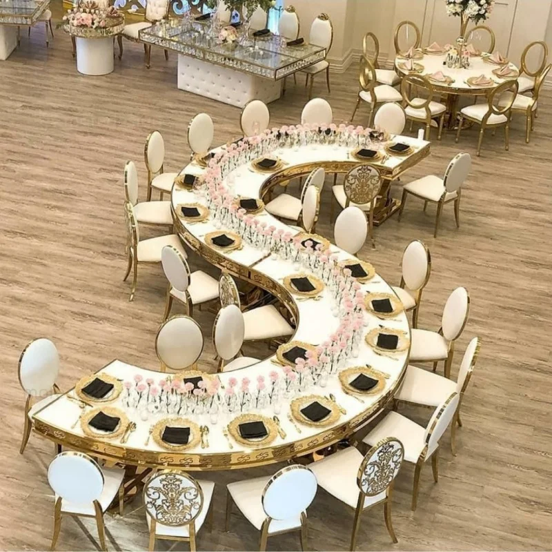 Outdoor S Shaped Gold Crystal Pendant Transparent Hotel Dinning Wedding Banquet Glass Table
Outdoor S Shaped Gold Crystal Pendant Transparent Hotel Dinning Wedding Banquet Glass Table