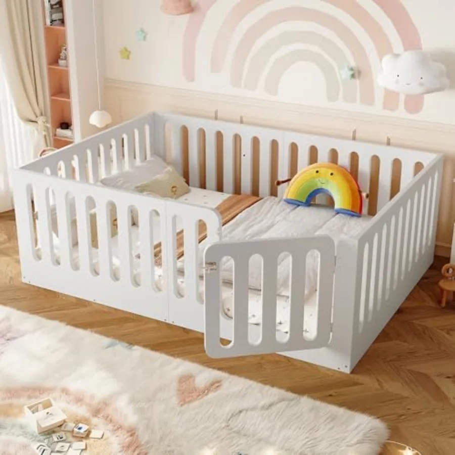 Size Wood Montessori Floor Bed Frame with Door, for Girls and Boys, Modern Style Low-Profile Design Floor Bed with High Fence,
Size Wood Montessori Floor Bed Frame with Door, for Girls and Boys, Modern Style Low-Profile Design Floor Bed with High Fence,