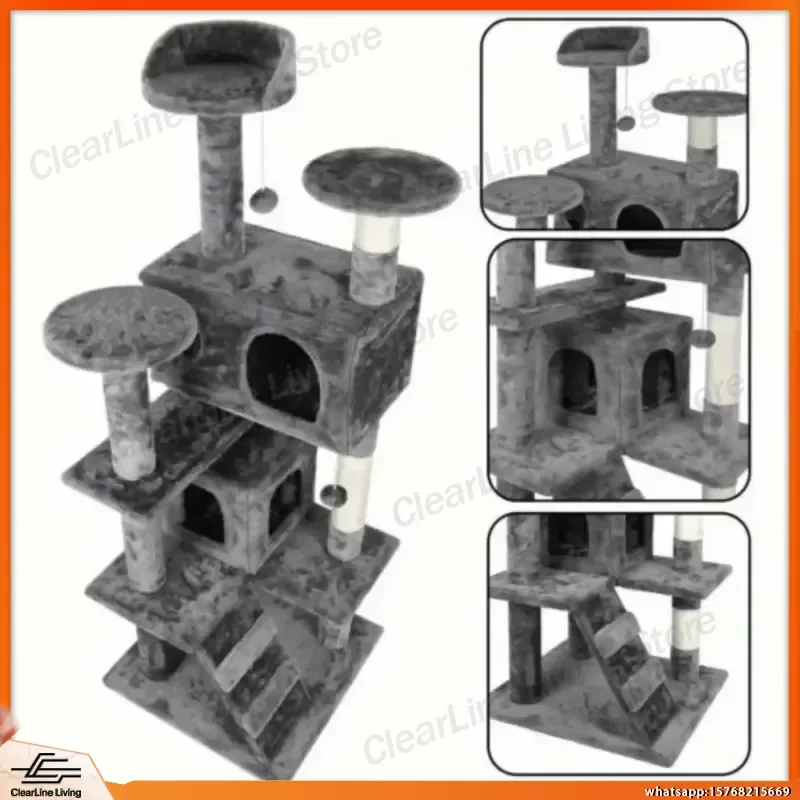 55 Inch Cat Tree Tower with Scratching Posts Condo Bed Perch Toys for Cats Indoor Activity Center Grey Beige Blue Brown Pink
55 Inch Cat Tree Tower with Scratching Posts Condo Bed Perch Toys for Cats Indoor Activity Center Grey Beige Blue Brown Pink