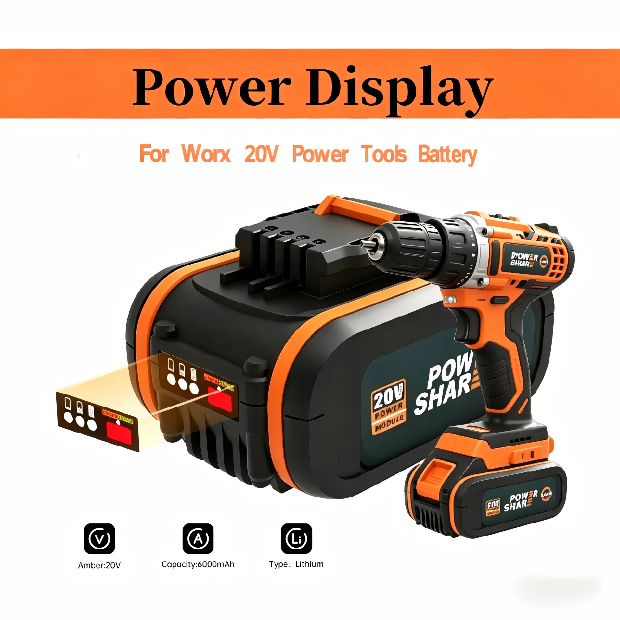 For Worx 20V Lithium Battery Long Cycle Life 4.0Ah 6.0Ah 8.0Ah WA3511 WA3512, Power Share Cordless Tools Replacement Battery
For Worx 20V Lithium Battery Long Cycle Life 4.0Ah 6.0Ah 8.0Ah WA3511 WA3512, Power Share Cordless Tools Replacement Battery