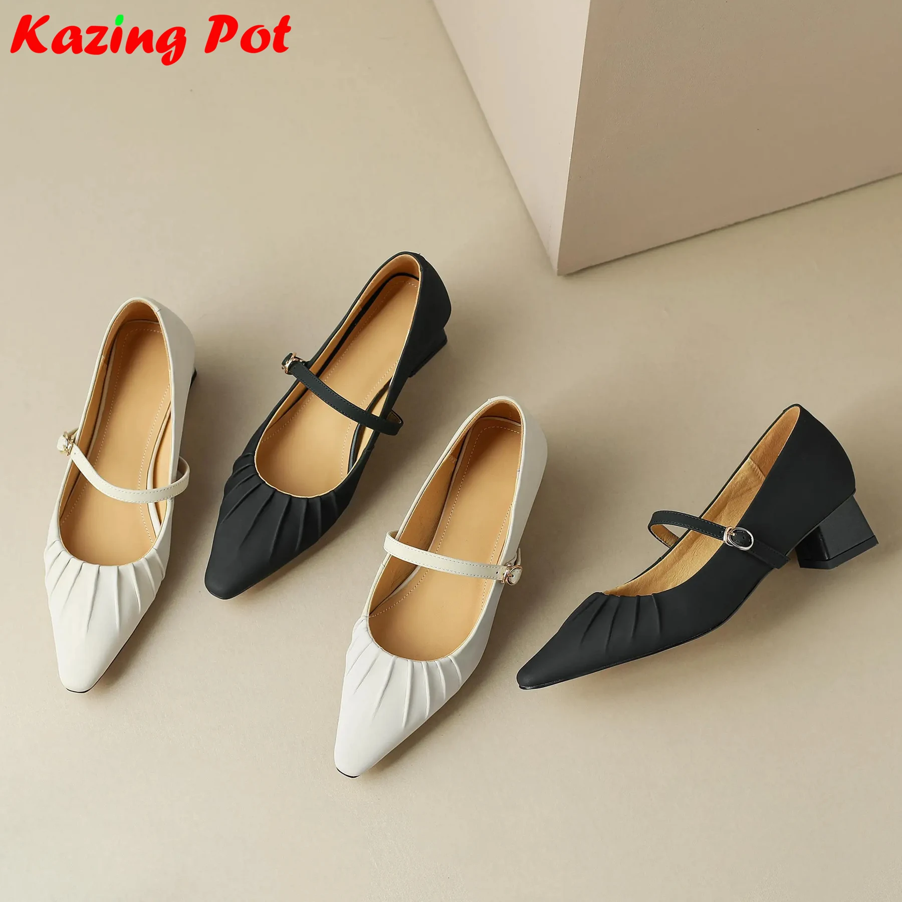 Lenkisen Cow Leather Pointed Toe Med Heels Modern Spring Shoes Pleated Mary Janes Party Buckle Strap Fashion Elegant Women Pumps
Lenkisen Cow Leather Pointed Toe Med Heels Modern Spring Shoes Pleated Mary Janes Party Buckle Strap Fashion Elegant Women Pumps
