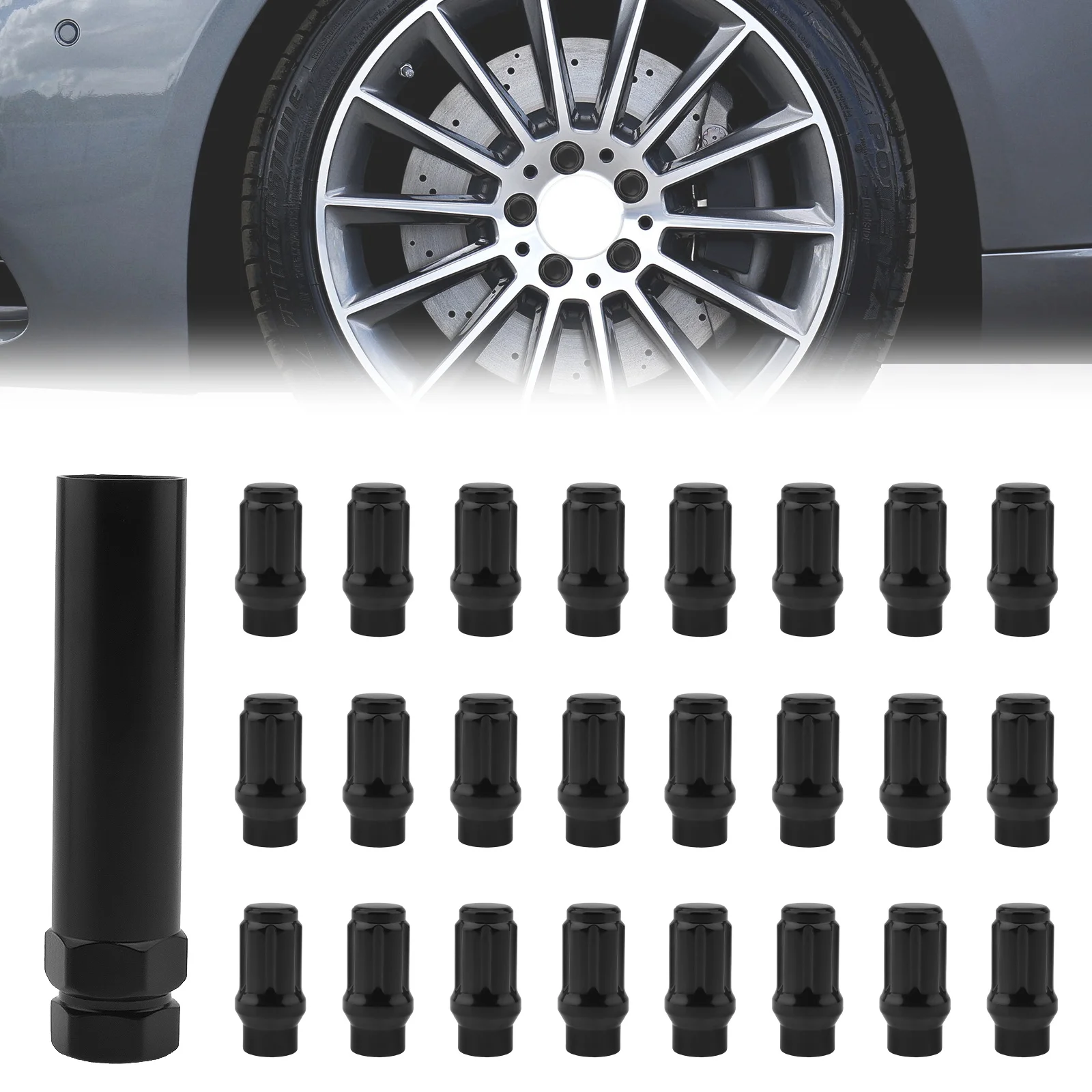 24 1 M12x1.5 Black Lengthened Wheel Lug Nuts Fit for Toyota with Socket Key,Strong Spline Lugnuts
24 1 M12x1.5 Black Lengthened Wheel Lug Nuts Fit for Toyota with Socket Key,Strong Spline Lugnuts