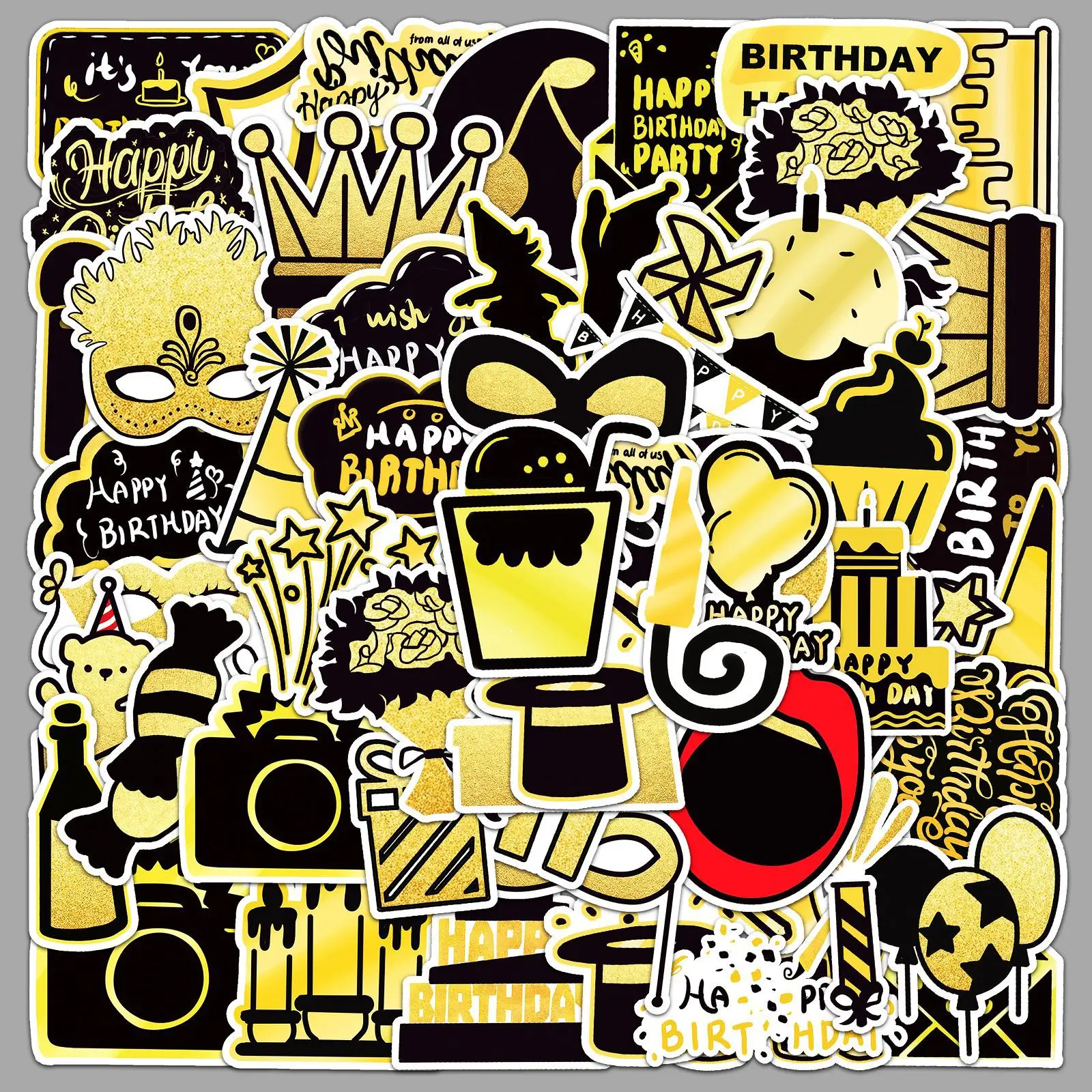 50Pcs Birthday Party Graffiti Personalized Black Gold Hand drawn Creative Decorative Stickers DIY Guitar Waterproof Stickers
50Pcs Birthday Party Graffiti Personalized Black Gold Hand drawn Creative Decorative Stickers DIY Guitar Waterproof Stickers