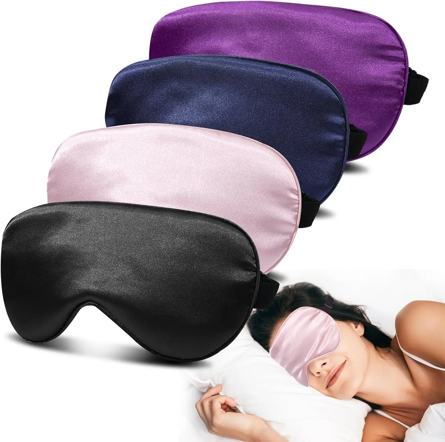 4 Pack Silk Sleep Mask - 100% Blackout, Zero Eye Pressure, Adjustable Blindfold for Travel
4 Pack Silk Sleep Mask - 100% Blackout, Zero Eye Pressure, Adjustable Blindfold for Travel