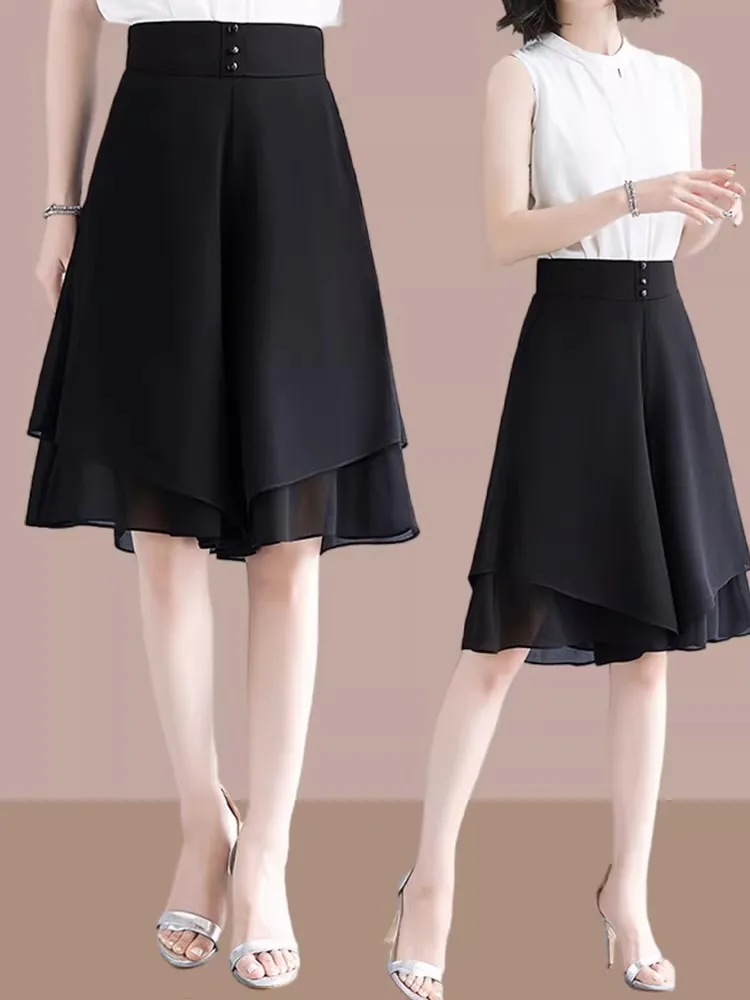 High Waist Wide Leg Pants Women's Chiffon Summer Thin A-Line Skirt Pants Drapey Loose plus Size Five-Quarter Length Trousers
High Waist Wide Leg Pants Women's Chiffon Summer Thin A-Line Skirt Pants Drapey Loose plus Size Five-Quarter Length Trousers
