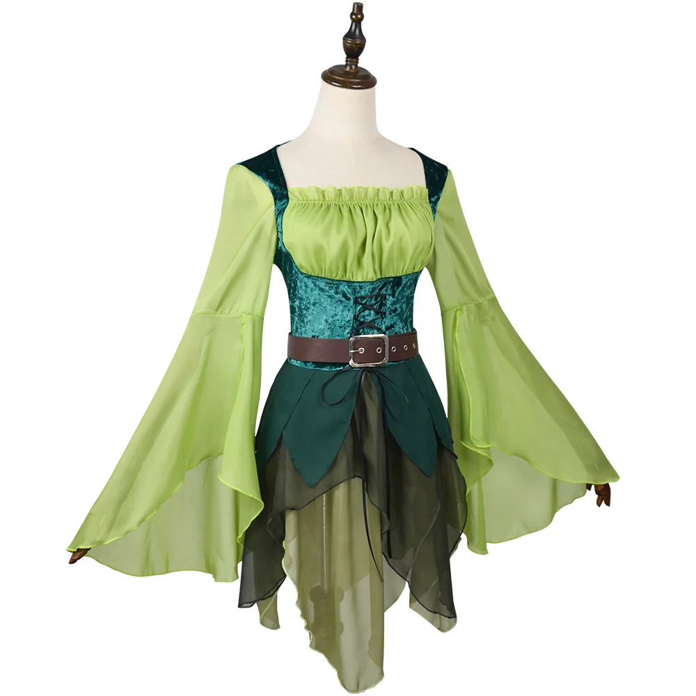 Women's Elf Medieval Green Fairy Dress Magical Elf Dress and Belt with Wings Halloween Cosplay Costumes Elf Role-playing Costume
Women's Elf Medieval Green Fairy Dress Magical Elf Dress and Belt with Wings Halloween Cosplay Costumes Elf Role-playing Costume