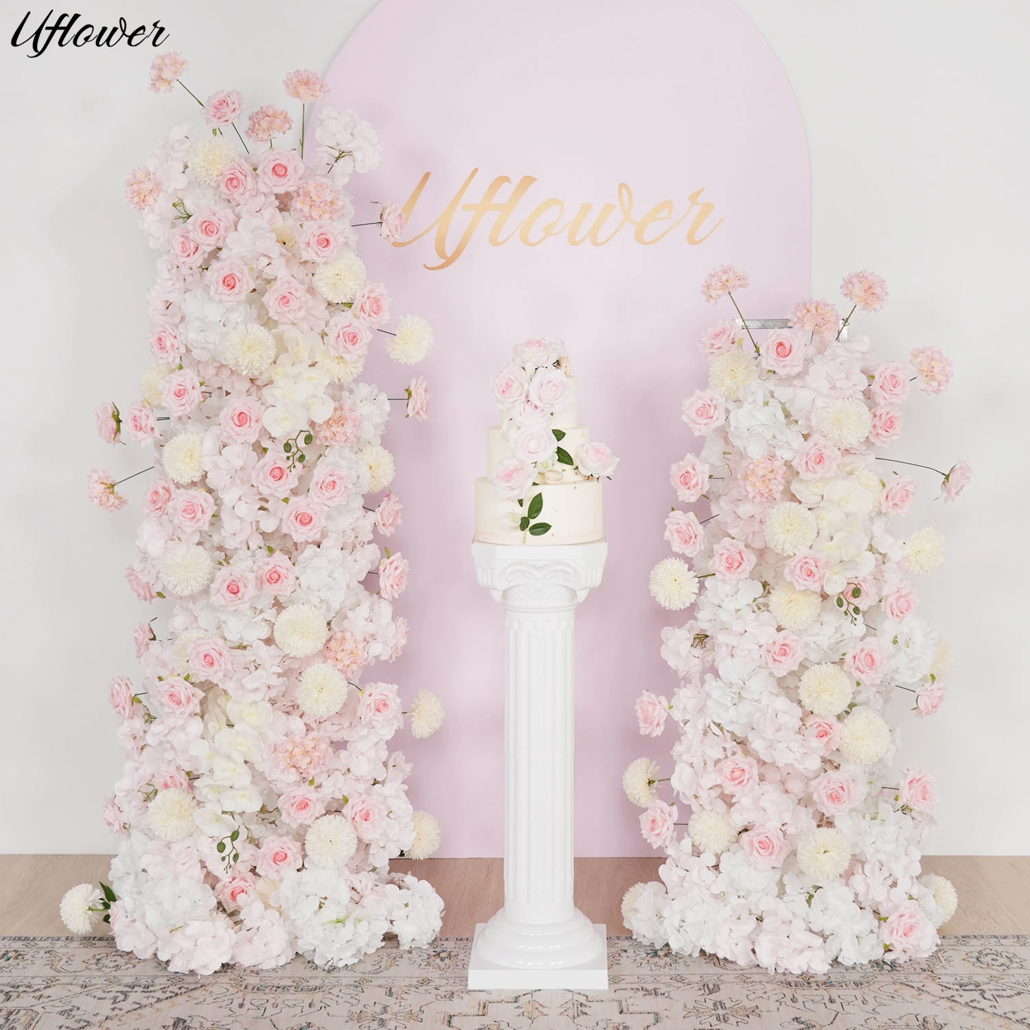 Uflower Pink Rose Orchid Pompom Flower Row Wedding Decoration Party Backdrop Horn Arch Frame Floral Arrangement Window Display
Uflower Pink Rose Orchid Pompom Flower Row Wedding Decoration Party Backdrop Horn Arch Frame Floral Arrangement Window Display