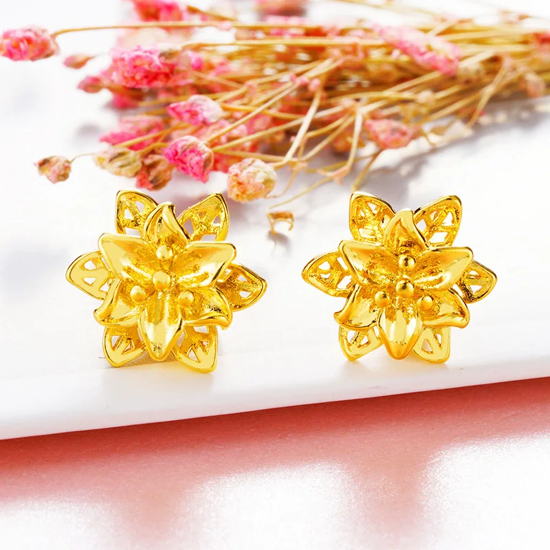 Genuine 14K Gold Color Lily Shape Stud Earrings Simple Elegant Gold Earrings for Women Fine Jewelry Gifts Not Fade
Genuine 14K Gold Color Lily Shape Stud Earrings Simple Elegant Gold Earrings for Women Fine Jewelry Gifts Not Fade