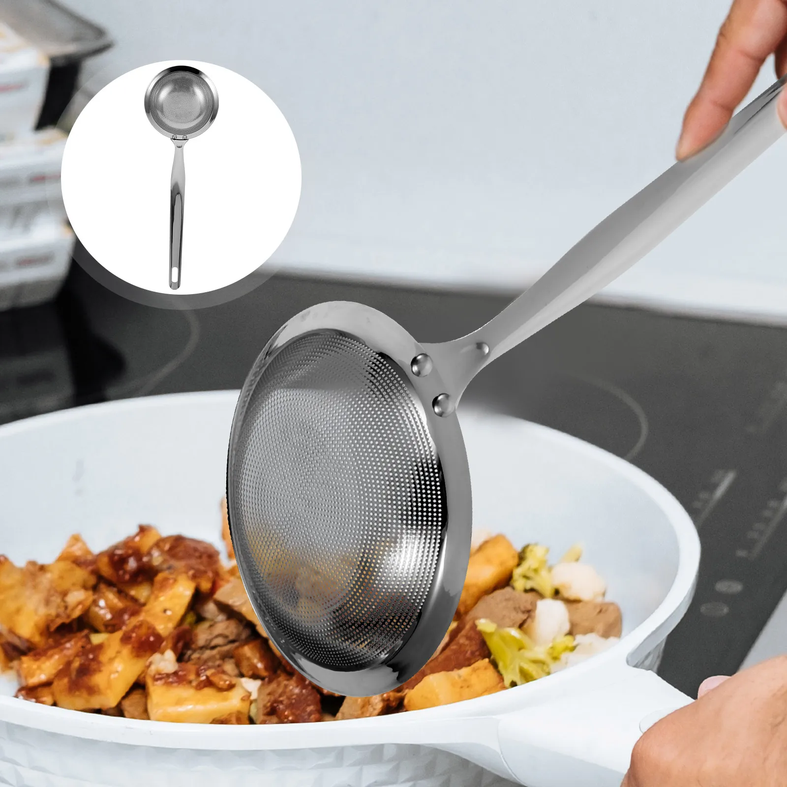 Oil Filter Spoon for Cooking Residue Sieve Colander Stainless Steel Multifunction Silver
Oil Filter Spoon for Cooking Residue Sieve Colander Stainless Steel Multifunction Silver
