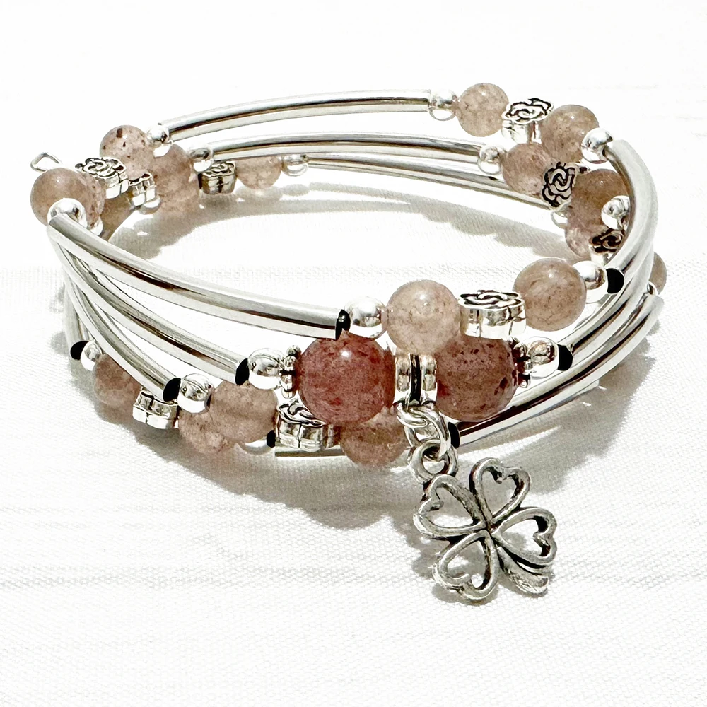 MG2355 New Design 6/8 MM Strawberry Quartz Boho Wrap Bangle Womens Natural Gemstone Handmade Bohemian Bracelet
MG2355 New Design 6/8 MM Strawberry Quartz Boho Wrap Bangle Womens Natural Gemstone Handmade Bohemian Bracelet