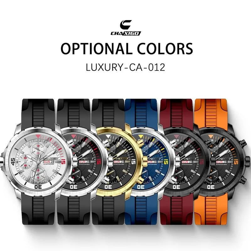 CHAXIGO Men's Tactical Silicone Strap Watch with Rotating Bezel - Luminous Dial, 30m Water Resistance, Unique Quartz Movement
CHAXIGO Men's Tactical Silicone Strap Watch with Rotating Bezel - Luminous Dial, 30m Water Resistance, Unique Quartz Movement