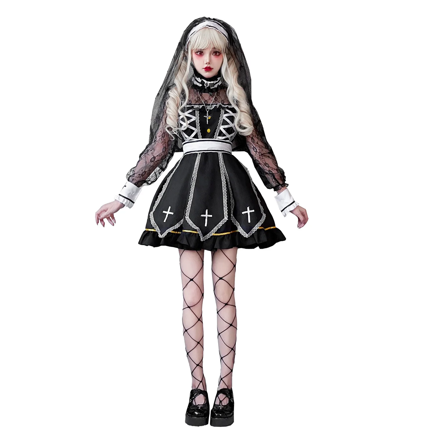 Halloween Costume Cross Nun Dress Gothic Ghost Dress Performance Festival Carnival Outfit Female Stage Performance
Halloween Costume Cross Nun Dress Gothic Ghost Dress Performance Festival Carnival Outfit Female Stage Performance