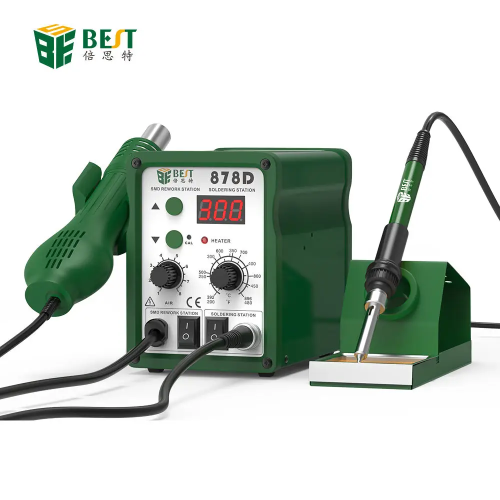 BST-878D SMD Rework Station 700w Heat Gun PCB SMD Rework Soldering Station with Solder Iron Soldering Stations
BST-878D SMD Rework Station 700w Heat Gun PCB SMD Rework Soldering Station with Solder Iron Soldering Stations