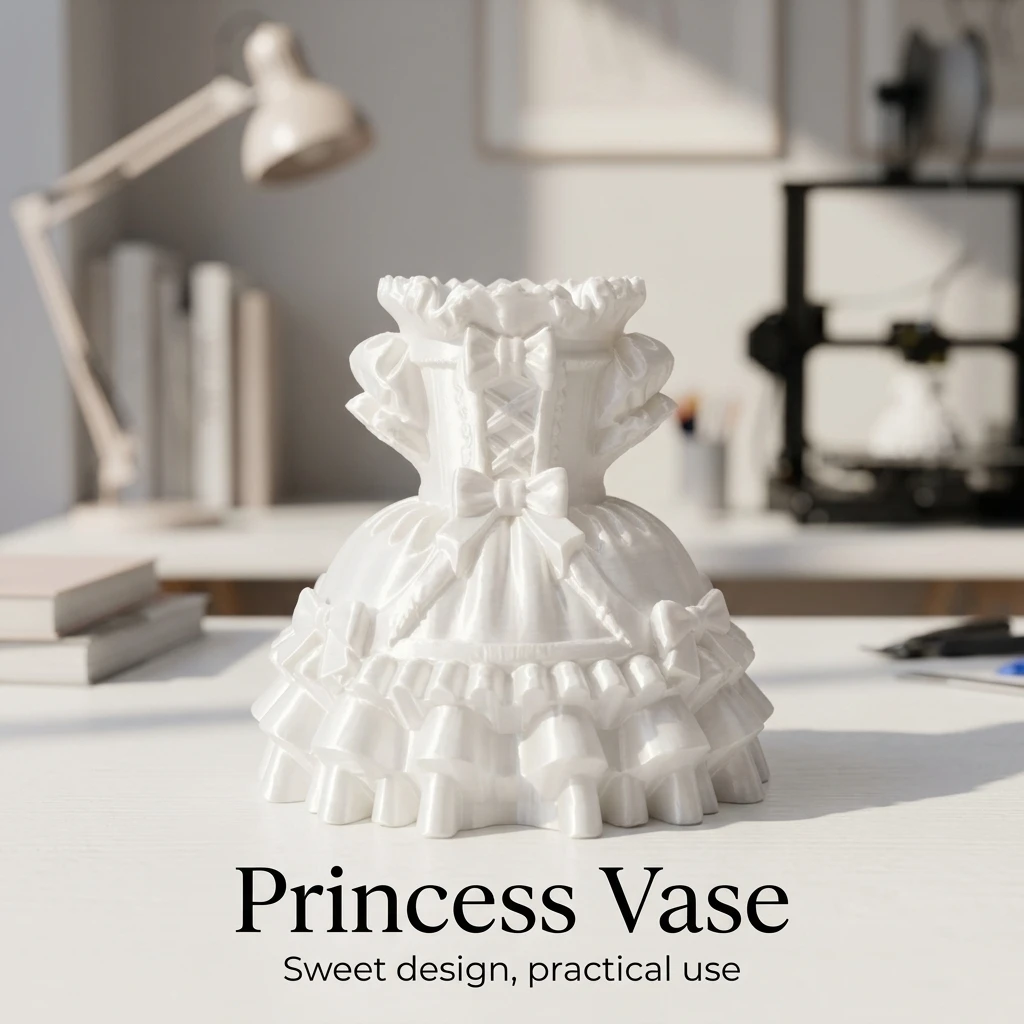 Princess Dress Makeup Brush Holder, Cute Ruffled Desk Organizer, 3D Printed Vanity Storage Cup for Cosmetics and Pens
Princess Dress Makeup Brush Holder, Cute Ruffled Desk Organizer, 3D Printed Vanity Storage Cup for Cosmetics and Pens