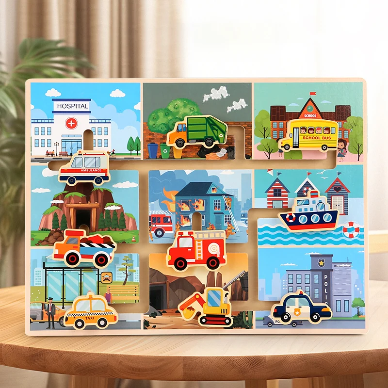 Wooden Toys Traffic Shape Slide Puzzles Montessori Maze Boards Matching Game Early Educational Learning Toys Gifts For Children
Wooden Toys Traffic Shape Slide Puzzles Montessori Maze Boards Matching Game Early Educational Learning Toys Gifts For Children