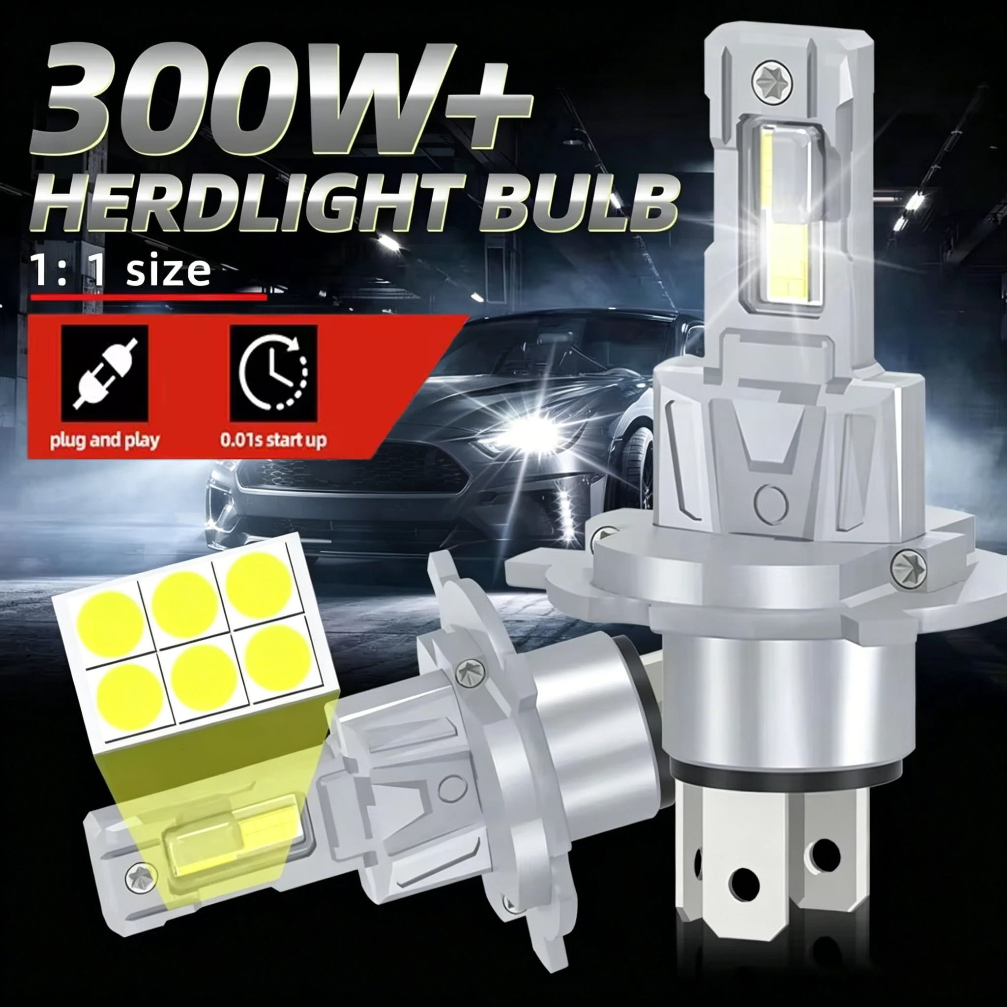 H4 Led Headlights Canbus 300W 6000K Super Bright High Low Beam Blubs H1 H7 H11 9005 9006 9012 NO Turbo Front Light Lamp 65000LM
H4 Led Headlights Canbus 300W 6000K Super Bright High Low Beam Blubs H1 H7 H11 9005 9006 9012 NO Turbo Front Light Lamp 65000LM