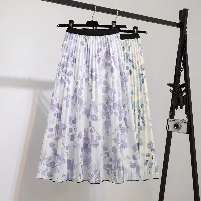 Summer Skirt Women's Print Flower Retro Large Swing Leaf Pattern Pleated Long Skirt
Summer Skirt Women's Print Flower Retro Large Swing Leaf Pattern Pleated Long Skirt