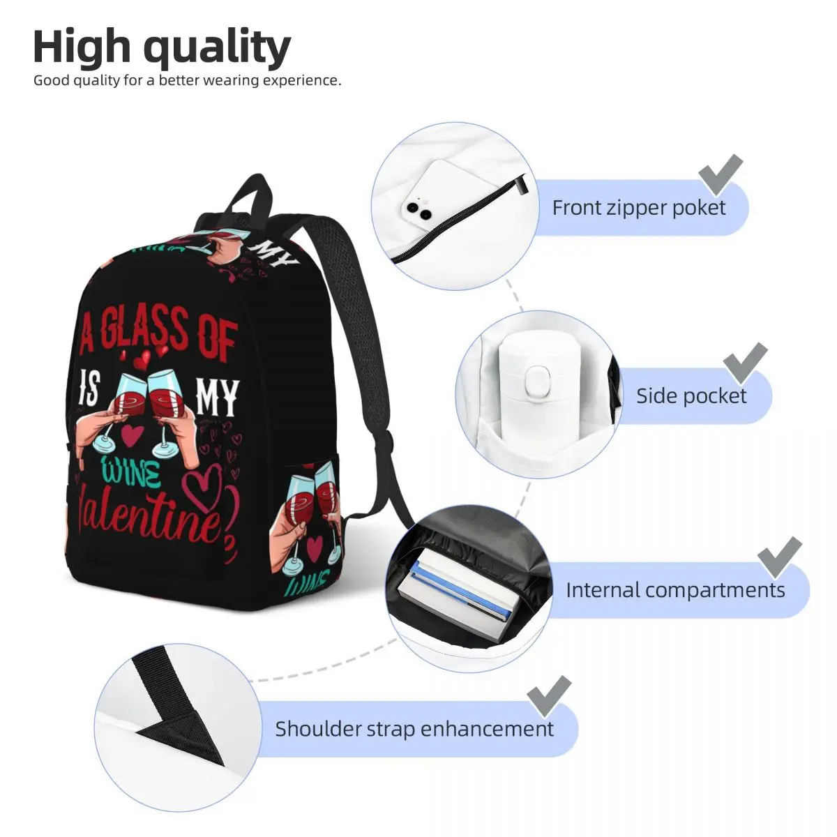 A Glass Of Wine A Day Backpack Daypack Large Capacity Kids BookBag School Bag Shoulder Bags for Men Women
A Glass Of Wine A Day Backpack Daypack Large Capacity Kids BookBag School Bag Shoulder Bags for Men Women
