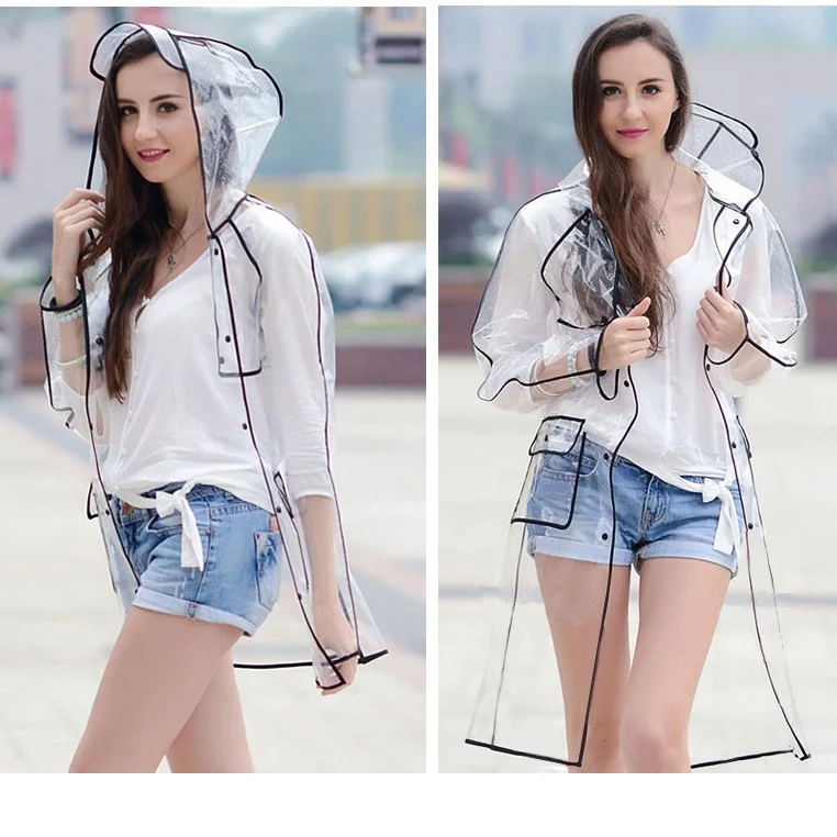 2PC Fashion Adult Women Transparent EVA Raincoat Outdoor Travel Runway Show Waterproof Lightweight Stylish Rain Poncho
2PC Fashion Adult Women Transparent EVA Raincoat Outdoor Travel Runway Show Waterproof Lightweight Stylish Rain Poncho