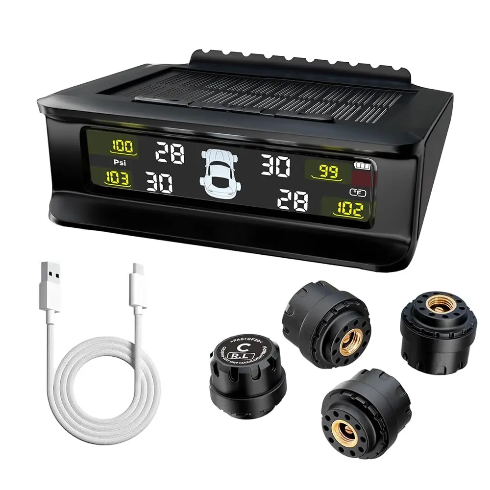 Tire Pressure Monitoring System with 4 Sensors, Solar & USB-C Charging TPMS, 6 Safety Alarms, HD Display Tire Pressure Monit
Tire Pressure Monitoring System with 4 Sensors, Solar & USB-C Charging TPMS, 6 Safety Alarms, HD Display Tire Pressure Monit