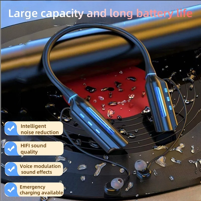 Neck mounted wireless Bluetooth earphones with neckband for sports running noise reduction large capacity and long battery life
Neck mounted wireless Bluetooth earphones with neckband for sports running noise reduction large capacity and long battery life