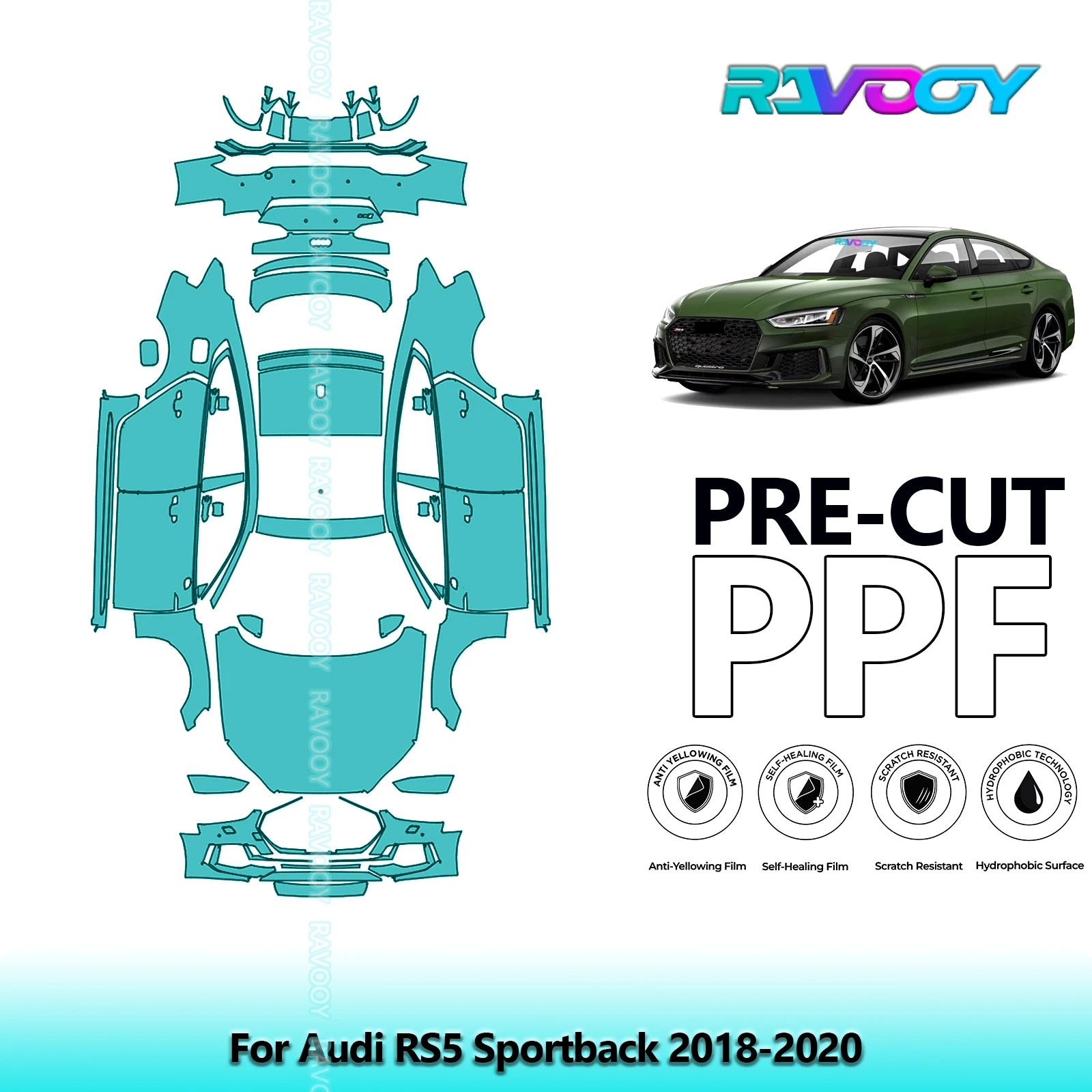 Full Vehicle Clear Bra Precut PPF Paint Protection Film For Audi RS5 Sportback 2018-2020
Full Vehicle Clear Bra Precut PPF Paint Protection Film For Audi RS5 Sportback 2018-2020
