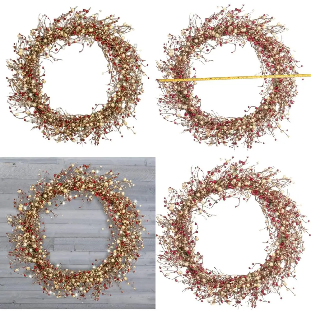 Светодиодный рождественский венок на батарейках с красными и кремовыми ягодами, таймер в комплекте
Светодиодный рождественский венок на батарейках с красными и кремовыми ягодами, таймер в комплекте