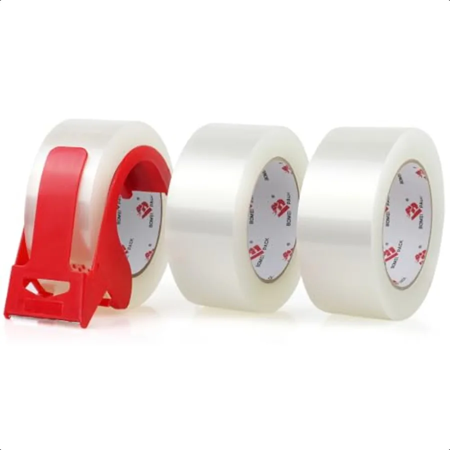 BOMEI PACK Heavy Duty PackingTape with Dispenser 3 Rolls Total 330Y 2.6 mil 1.88 inch x 110 Yards Clear Packaging Tape Refills
BOMEI PACK Heavy Duty PackingTape with Dispenser 3 Rolls Total 330Y 2.6 mil 1.88 inch x 110 Yards Clear Packaging Tape Refills