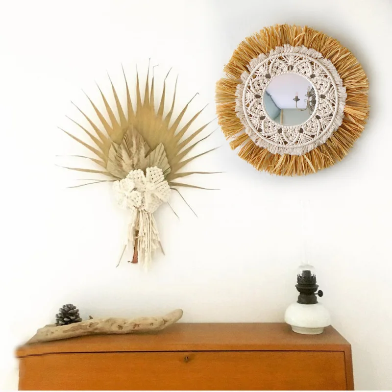 Nordic Mirror Handmade Lafite Grass Cotton Rope Makeup Mirror Children's Room Bedroom Homestay Home Decoration Wall Hanging
Nordic Mirror Handmade Lafite Grass Cotton Rope Makeup Mirror Children's Room Bedroom Homestay Home Decoration Wall Hanging