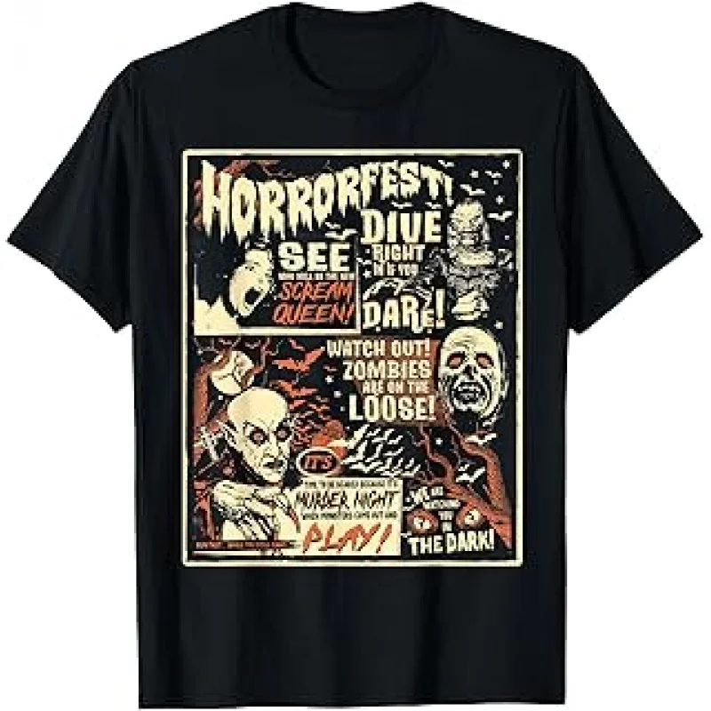 Vintage Horrorfest Poster Halloween Movie Old Time Horror tee Short-sleeve crewneck T-shirt for men Large size Adult tops S-6xl
Vintage Horrorfest Poster Halloween Movie Old Time Horror tee Short-sleeve crewneck T-shirt for men Large size Adult tops S-6xl