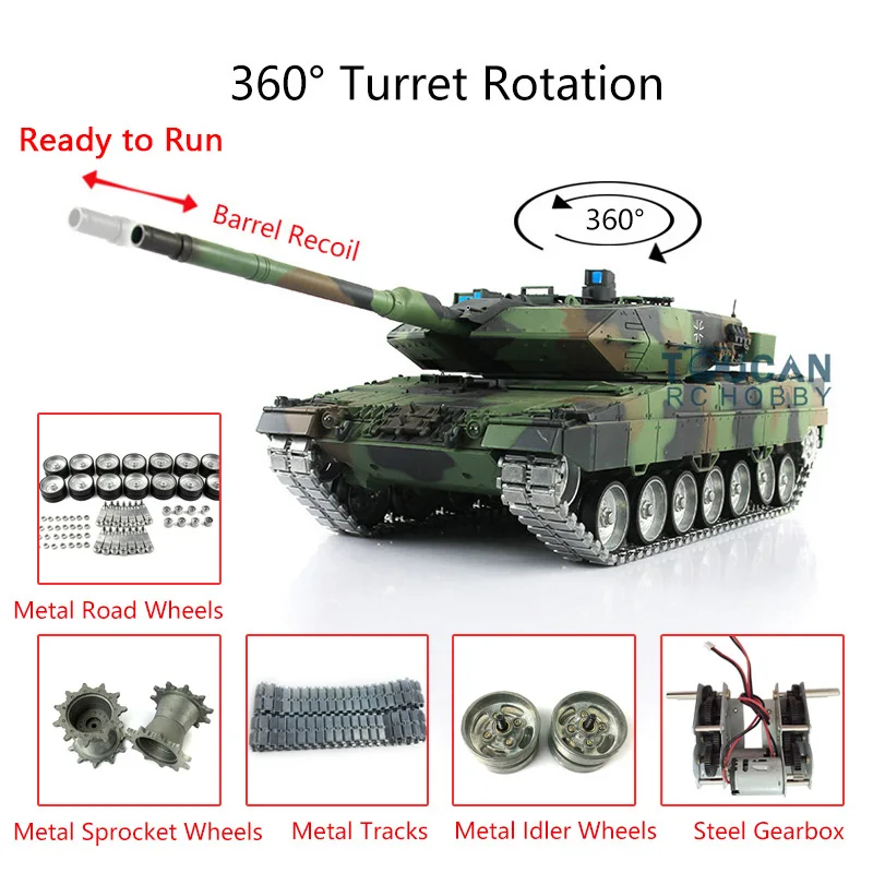 Henglong 1/16 7.0 Customized Leopard2A6 RC Tank 3889 Metal TracksBarrel Recoil Advanced Feature for Enthusiasts TH17592-SMT7
Henglong 1/16 7.0 Customized Leopard2A6 RC Tank 3889 Metal TracksBarrel Recoil Advanced Feature for Enthusiasts TH17592-SMT7