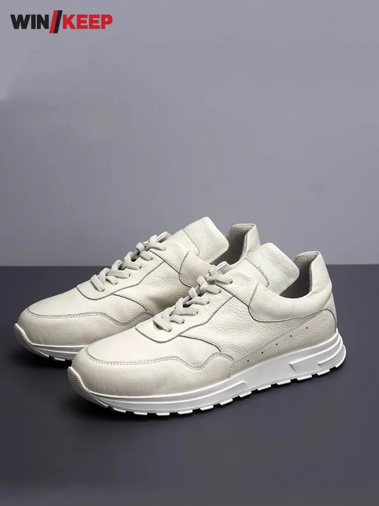 Mens Lace Up Low Cut Daily Sneakers Sport Running Jogging Shoes Soft Bottom Breathable Genuine Leather Skateboard Trainers
Mens Lace Up Low Cut Daily Sneakers Sport Running Jogging Shoes Soft Bottom Breathable Genuine Leather Skateboard Trainers
