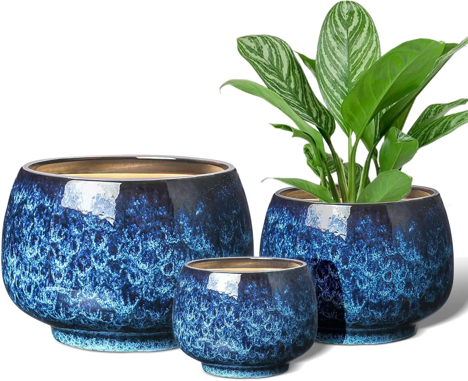 Set of 3 Ceramic Plant Pots with Drainage Holes, Modern Blue Flower Pots for Indoor Garden Decor, Perfect for Home Plants
Set of 3 Ceramic Plant Pots with Drainage Holes, Modern Blue Flower Pots for Indoor Garden Decor, Perfect for Home Plants